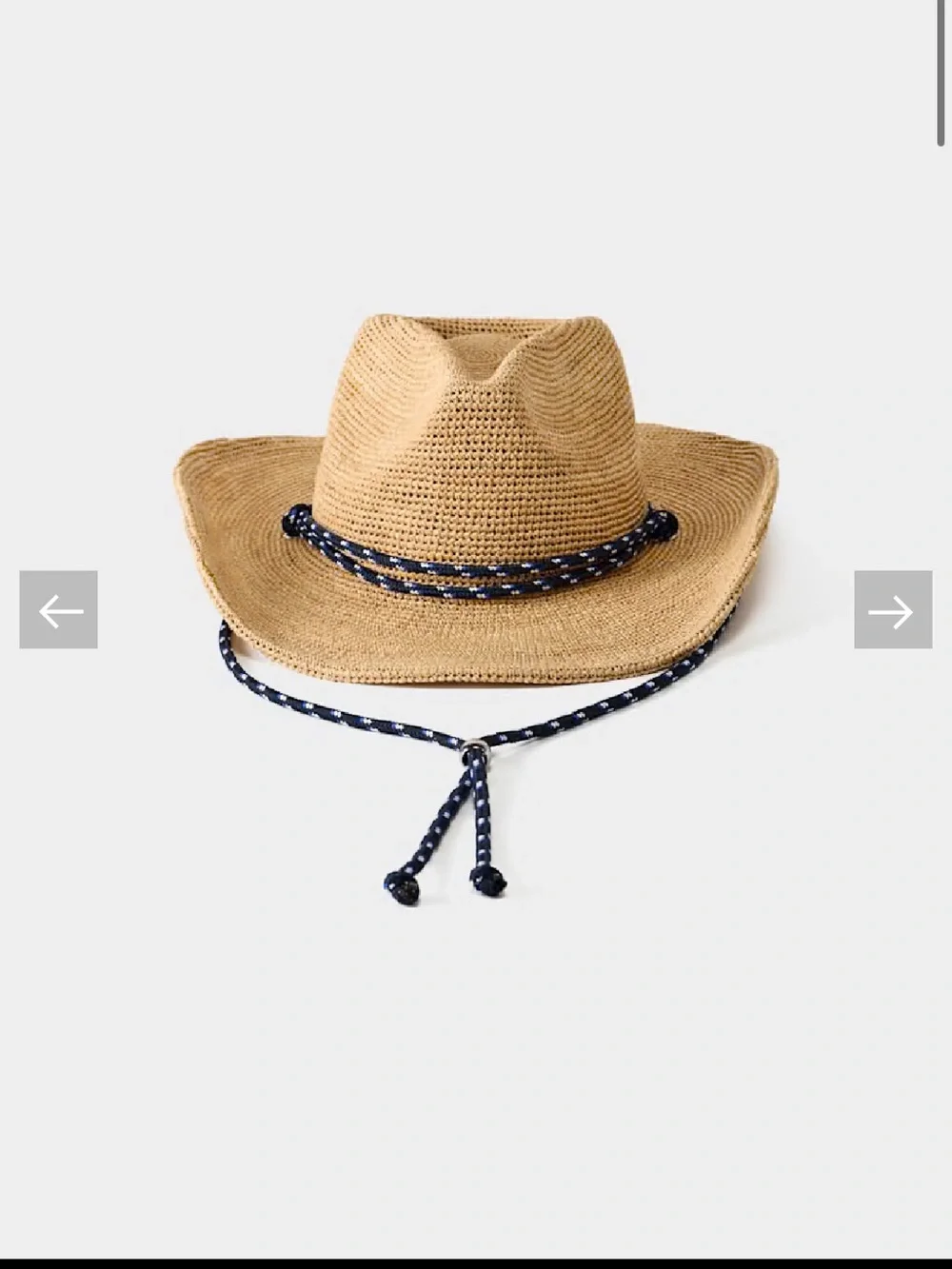 Aritzia Lasso Raffia Strap Cowboy Hat Sandy Beige/Admiral Size XS